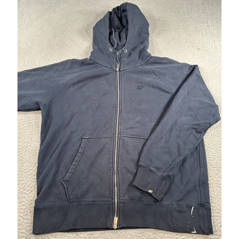 VTG Nike Flight Classic Hoodie‎ Men's Large Blue Silve Tag Full Zip Long Sleeve
